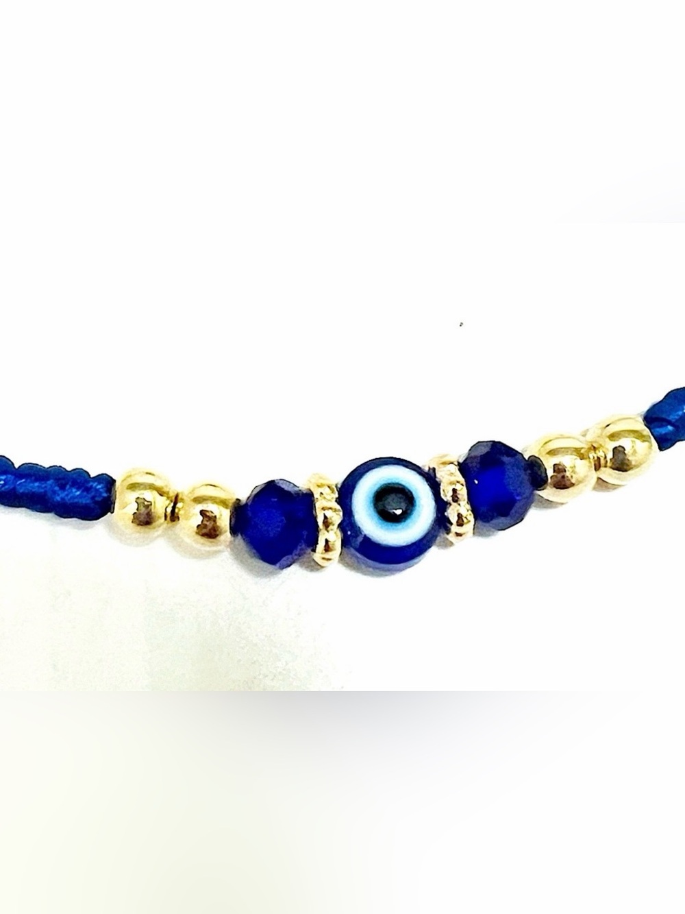 New Blue Evil Eye Beaded Adjustable Cord Bracelet - Picture 3 of 3